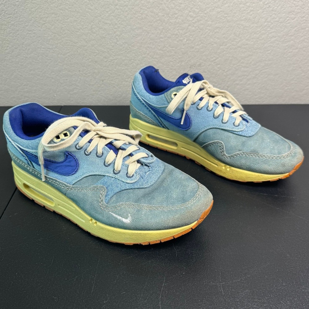 Nike Air Max 1 Dirty Denim Blue Suede Yellow Midsole DV3050-300 Mens Sneaker